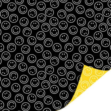 3m Dubbelzijdig cadeaupapier Smiley zwart geel (Inpakpapier), Ophalen of Verzenden, Nieuw