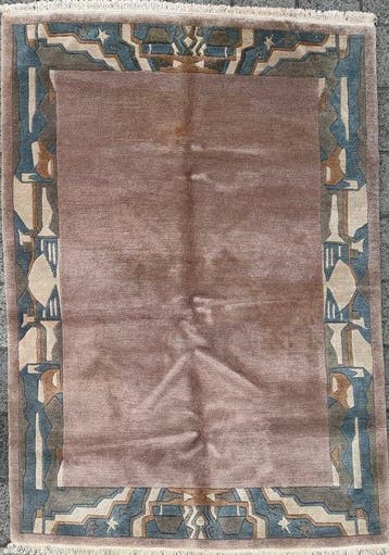 Tapis au design népalais - nettoyé - fait à la main - laine