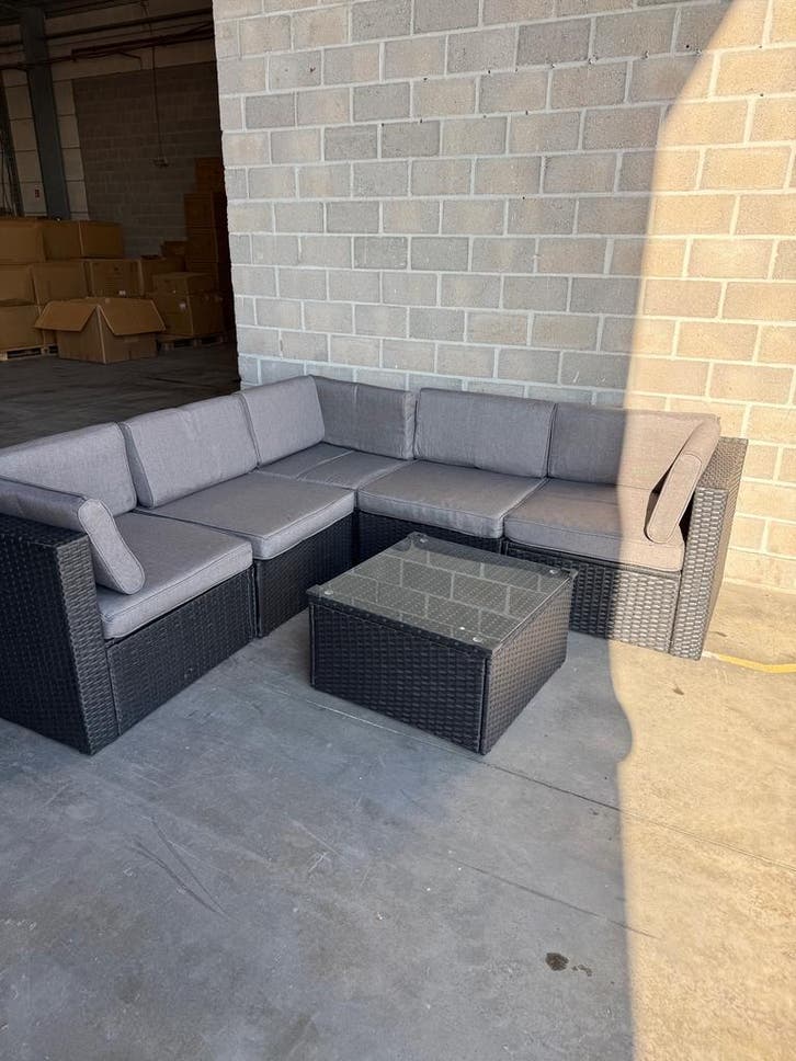 Loungeset antraciet (nieuw), Tuin en Terras, Tuinsets en Loungesets, Bank, Bijzettafel, Nieuw
