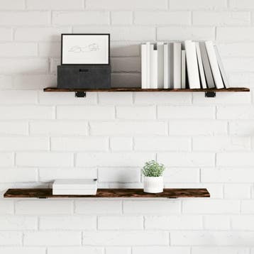 vidaXL Wandschappen 4 st 100x20x1,5 cm bewerkt hout gerookt, Huis en Inrichting, Woonaccessoires | Wandplanken en Boekenplanken