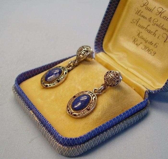 Zonder minimumprijs - Oorbellen Zilver - 6.00ct. tw. Lapis, Bijoux, Sacs & Beauté, Boucles d'oreilles