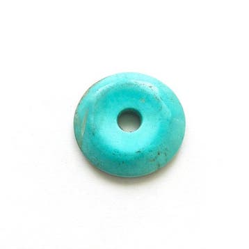 Oud-Tibetaans turkoois Ronde Ritueel Bi Disc Kraal Talisman, Antiek en Kunst