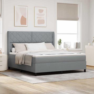 vidaXL LED Box Spring Bed met hoofdeinde Lichtgrijs 180 x, Huis en Inrichting, Slaapkamer | Bedden, Verzenden, Nieuw