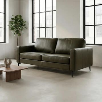 Leren bank Match - 2 zits - Elegance Green (donkergroen) -, 150 tot 200 cm, Nieuw, Ophalen of Verzenden, Modern