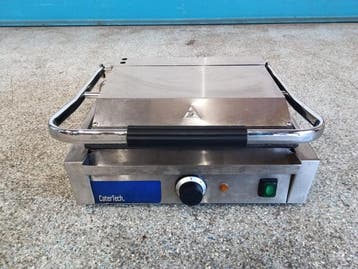 CaterTech Contactgrill - B42,5 x D31 x H19 cm - geribbeld