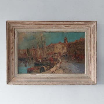 Joseph Antzi (XX) - Veduta del porto di Saint-Tropez