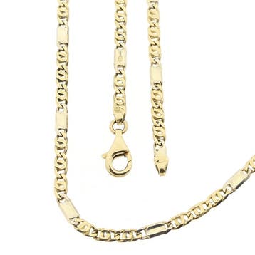 Bicolor gouden valkenoog schakelketting, Handtassen en Accessoires, Kettingen, Ophalen of Verzenden, Gebruikt, Goud, Goud