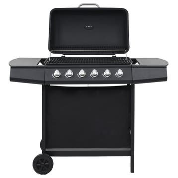 vidaXL Gasbarbecue met 6 kookzones staal zwart, Verzenden, Nieuw