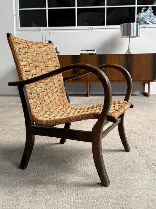 Erich Dieckmann - Fauteuil - Beuken, touw, Antiquités & Art, Art | Objets design