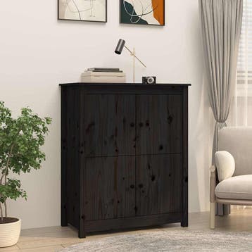 vidaXL Dressoir 83x41,5x100 cm massief grenenhout zwart, Huis en Inrichting, Verzenden, Nieuw
