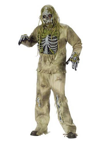 KIMU® Kostuum Zombie Moeras Skelet Pak The Walking Dead Zomb, Ophalen of Verzenden