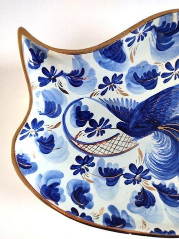 Hubert Bequet (1912-1985) - Schotel - décor à loiseau bleu, Antiek en Kunst