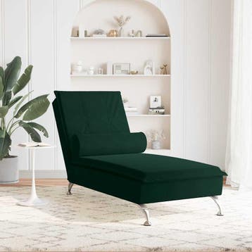 vidaXL Massage chaise longue met bolster fluweel donkergroen, Verzenden, Nieuw