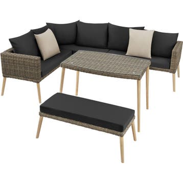 tectake Rotanlounge met aluminium frame Pula - natuur, Tuin en Terras, Verzenden, Nieuw