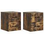 vidaXL Muurbevestigde Nachttafel 2 pcs Gerookt eiken 34,5 x, Verzenden, Nieuw