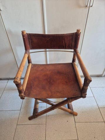 Chaise pliante - Cuir, Bambou