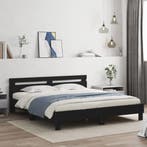 vidaXL Bedframe met hoofdbord bewerkt hout zwart 160x200 cm, Verzenden
