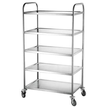 Serveerwagen | RVS | 5 Niveaus (830x510) | Wielen (Geremd), Verzenden, Nieuw in verpakking