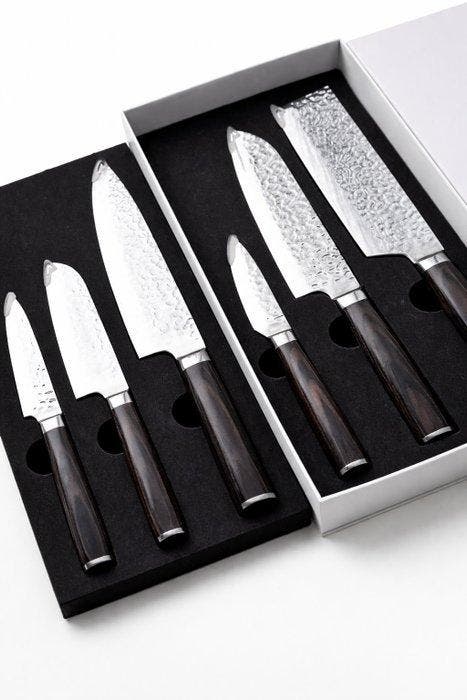 Shinrai Knives - 6 Piece professional knives set - Hammered, Antiquités & Art, Antiquités | Ustensiles de cuisine