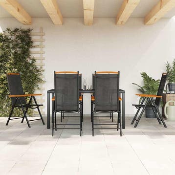 vidaXL 7-delige Tuinset aluminium zwart, Verzenden, Nieuw, Tuinset