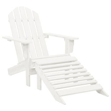 vidaXL Tuinstoel met hocker hout wit, Verzenden, Nieuw
