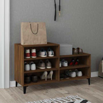 vidaXL Schoenenkast 102x36x60 cm bewerkt hout bruin, Verzenden