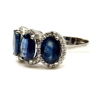 Bague déternité - 18 carats Or blanc - 5.65ct. tw. Saphir -, Bijoux, Sacs & Beauté