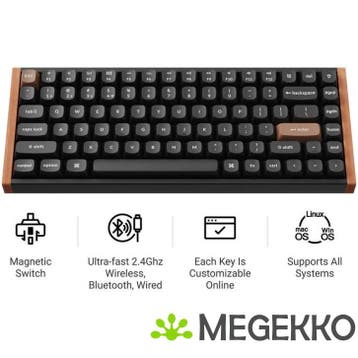 Keychron K2 HE Zwart Magnetic Switch Draadloos Hall Effect, Computers en Software, Verzenden, Nieuw
