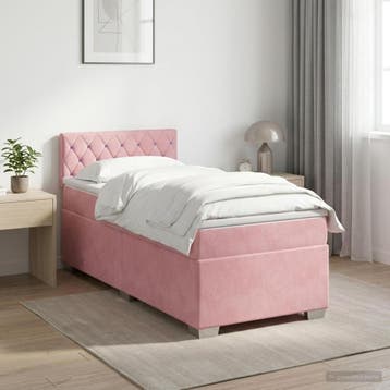 vidaXL Boxspringbed met matras met hoofdeinde Roze 90 x 200, Verzenden