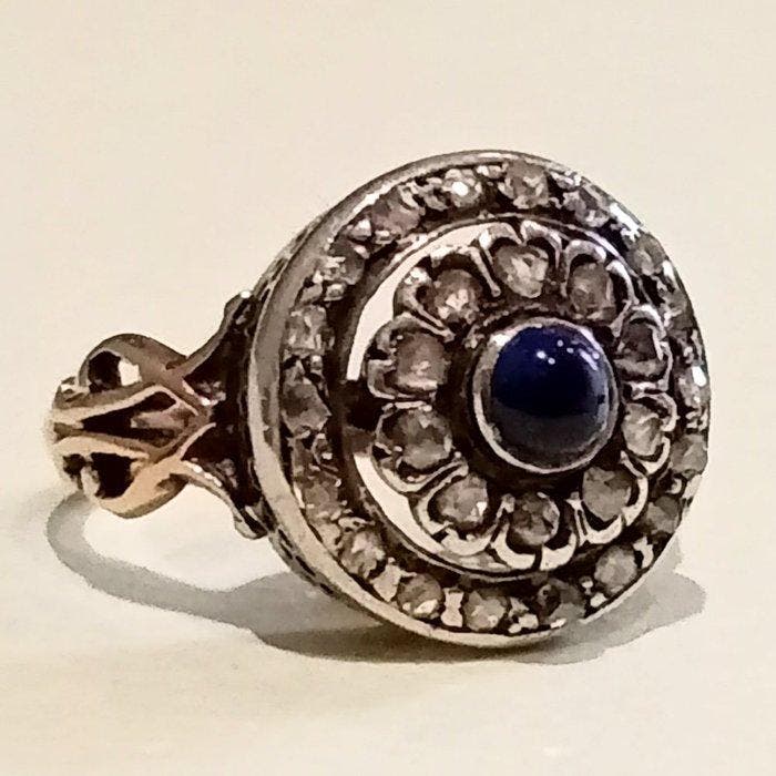 Ring antiek Edwardiaans in rosegoud en platina met, Bijoux, Sacs & Beauté, Bagues