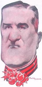 Spotprent met het gezicht van Miklós Horthy (lijst optie), Verzenden