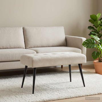 vidaXL Bank met knopen tufting Crèmekleurig 80 x 40 x 46 cm, Verzenden