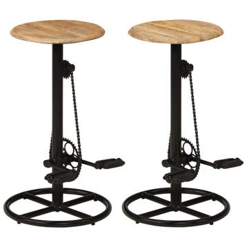 vidaXL Barkrukken 2 st massief mangohout, Maison & Meubles, Tabourets de bar, Verzenden