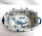 Pot de fleurs - Porcelaine - motif de feuille de tabac, Antiquités & Art