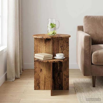 vidaXL Bijzettafel met opslag Oud hout Ø 39,5 x 55 cm, Huis en Inrichting, Tafels | Bijzettafels, Verzenden, Nieuw
