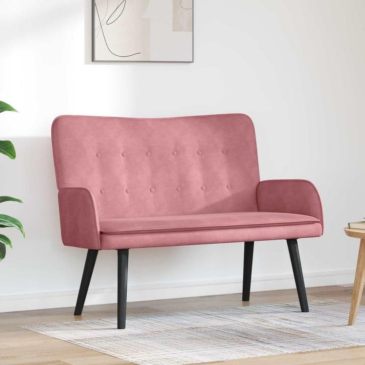 vidaXL Tweedelige Sofa Roze 115 x 61 x 87 cm Fluweel, Maison & Meubles, Canapés | Salons, Envoi