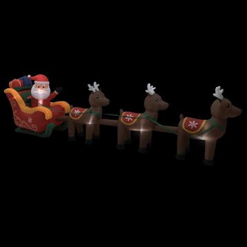 vidaXL Kerstdecoratie opblaasbaar kerstman en rendieren LED, Diversen, Verzenden, Nieuw