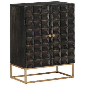 vidaXL Dressoir 55x34x75 cm massief mangohout en ijzer zwart, Verzenden, Nieuw
