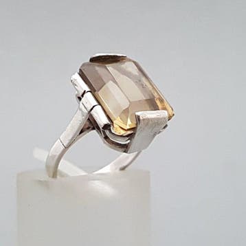 Argent, Art déco, citrine (Testé) - Bague