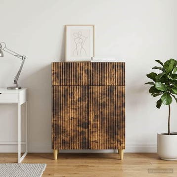 vidaXL Dressoir met lade Gerookt eiken 66 x 34,5 x 90 cm, Verzenden, Nieuw