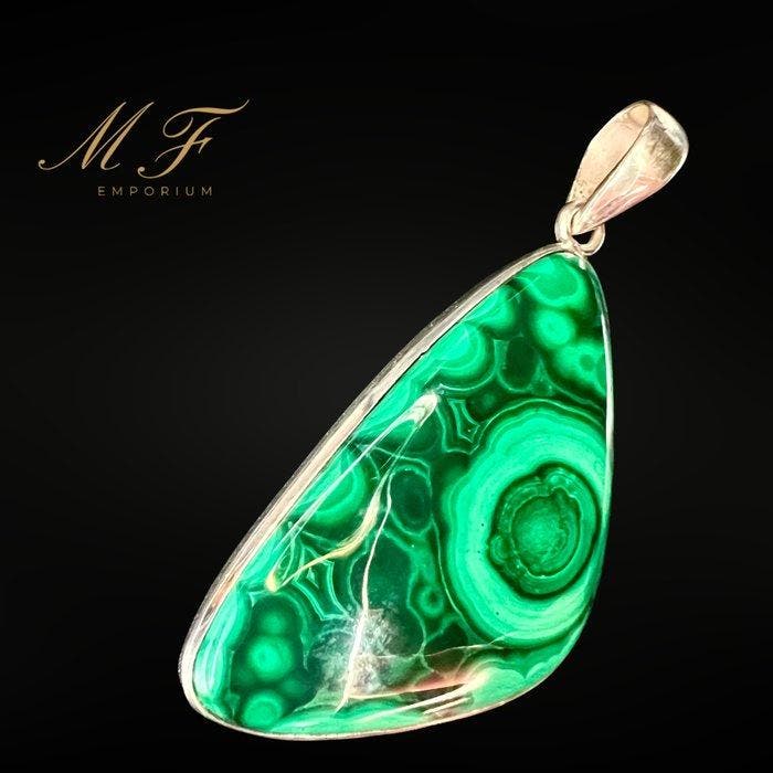 Prémium - natuurlijke malachiet - 925 sterling zilver, Verzamelen, Mineralen en Fossielen
