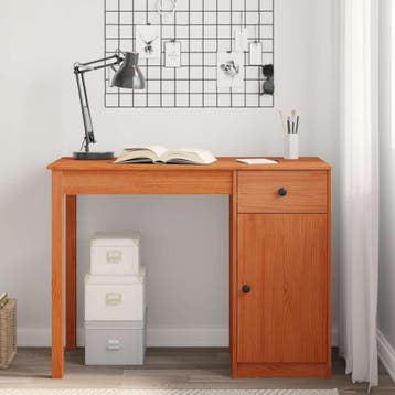 vidaXL Bureau Waskleur Bruin 100 x 50 x 74 cm Massief, Verzenden