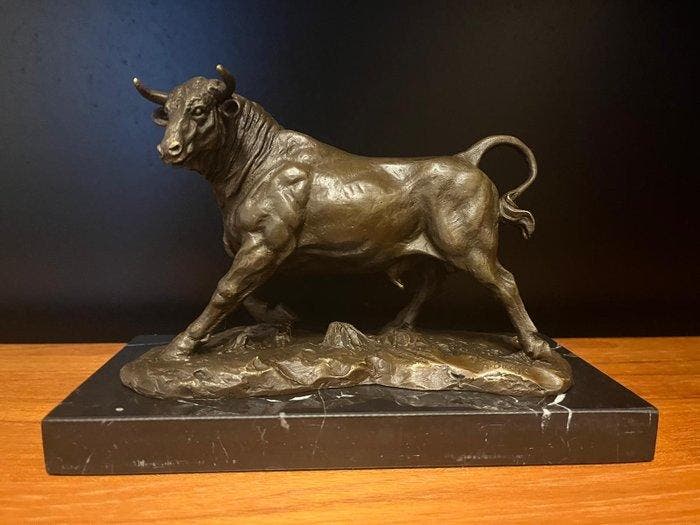 sculptuur, Bull - 21 cm - Brons, Marmer, Antiek en Kunst, Kunst | Designobjecten