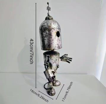 Handcrafted - sculptuur, Metal Retro Robot - 43 cm - Tin