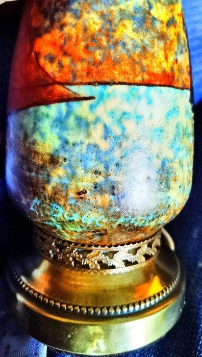 LOUIS AUGUSTE DAGE/PARIS - Bureaulamp - Emaille, Buntglas, Antiek en Kunst, Kunst | Designobjecten