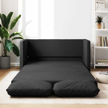 vidaXL Slaapbank vloermodel 2-in-1 112x174x55 cm stof zwart, Verzenden