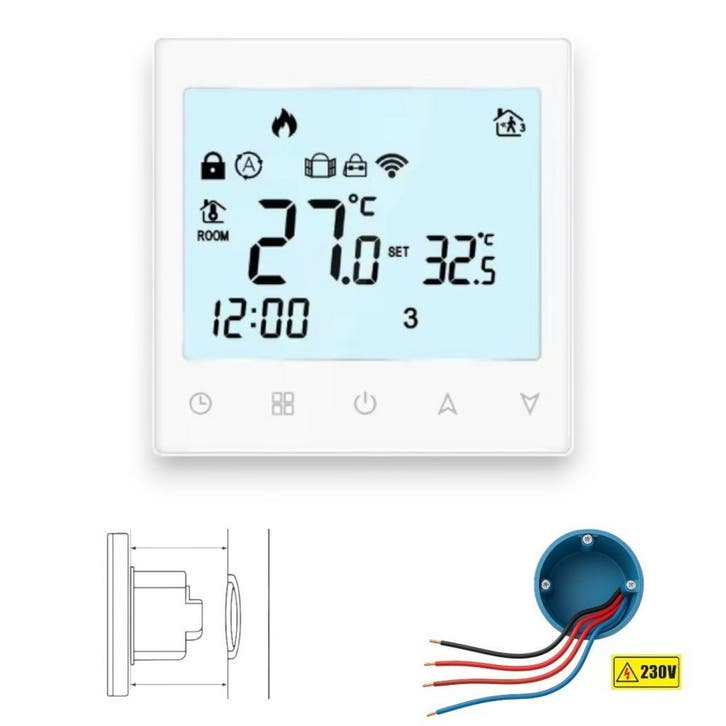 Wifi Inbouw Thermostaat (chrono) met Touchscreen voor C.V. I, Doe-het-zelf en Bouw, Thermostaten, Nieuw, Verzenden