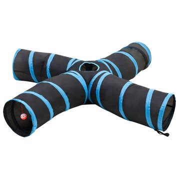 vidaXL Kattentunnel 4-voudig 25 cm polyester zwart en blauw, Verzenden