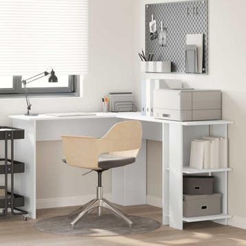 vidaXL Hoekbureau Wit Bewerkt hout 140 x 113,5 x 75 cm, Verzenden, Nieuw