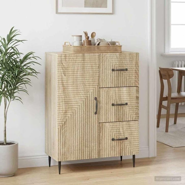 vidaXL Dressoir met lade Sonoma Eiken 66 x 34,5 x 89,5 cm, Huis en Inrichting, Kasten | Dressoirs, Nieuw, Verzenden